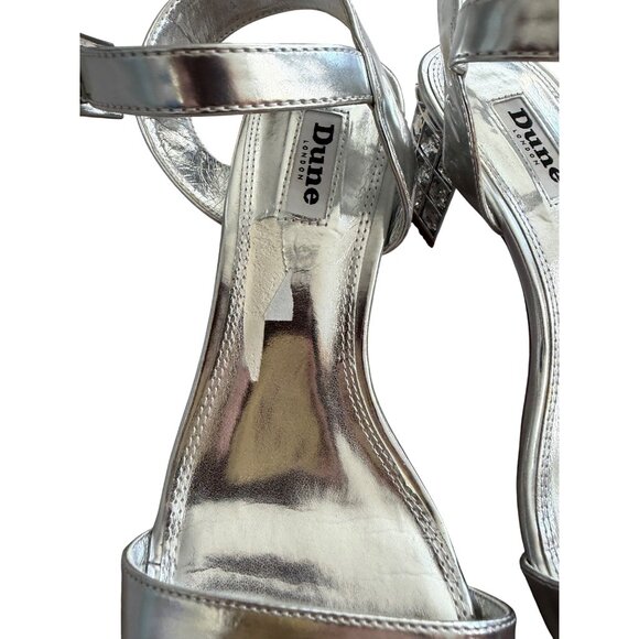 DUNE London Silver Jeweled Heels Sandals Size 38 / US 7 - Picture 3 of 11